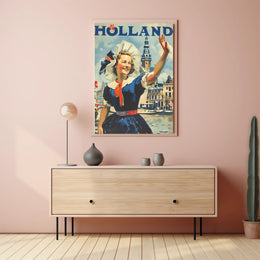 Vintage Dutch Travel Poster with Traditional Dutch Woman PosterGoat