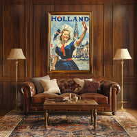 Vintage Dutch Travel Poster with Traditional Dutch Woman PosterGoat