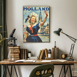 Vintage Dutch Travel Poster with Traditional Dutch Woman PosterGoat