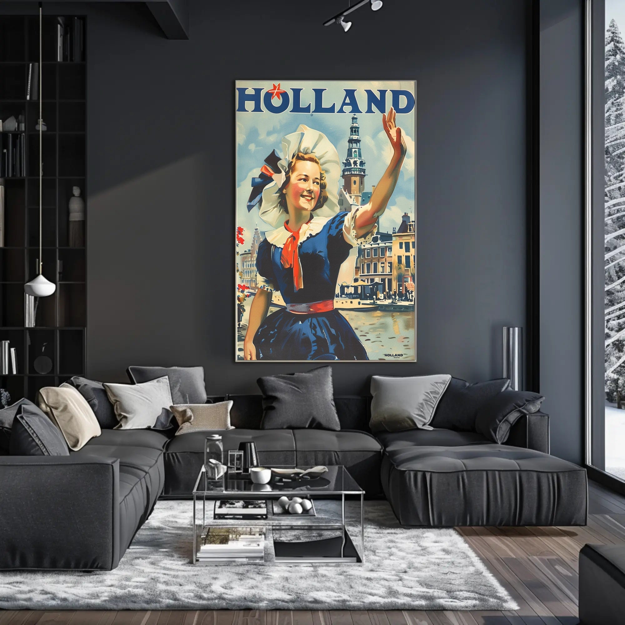 Vintage Dutch Travel Poster with Traditional Dutch Woman PosterGoat