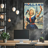 Vintage Dutch Travel Poster with Traditional Dutch Woman PosterGoat