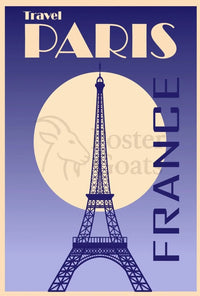 Vintage Eiffel Tower Paris Art Deco Travel Poster PosterGoat