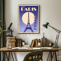 Vintage Eiffel Tower Paris Art Deco Travel Poster PosterGoat