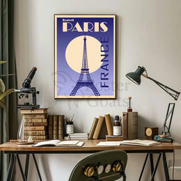 Vintage Eiffel Tower Paris Art Deco Travel Poster PosterGoat