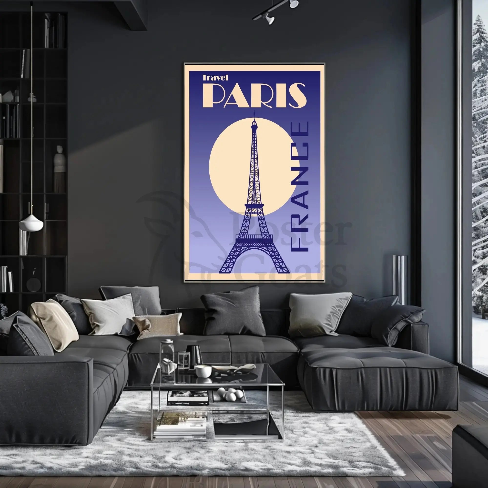 Vintage Eiffel Tower Paris Art Deco Travel Poster PosterGoat