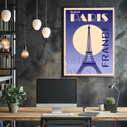 Vintage Eiffel Tower Paris Art Deco Travel Poster PosterGoat