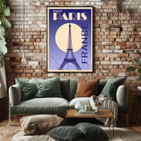 Vintage Eiffel Tower Paris Art Deco Travel Poster PosterGoat