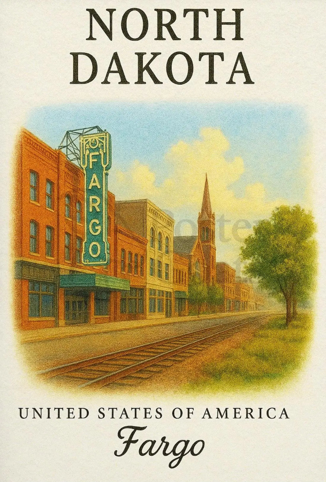 Vintage Fargo North Dakota Travel Poster PosterGoat