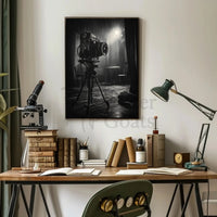 Vintage Film Camera in Rainy Scene - Artistic Poster PosterGoat
