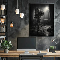 Vintage Film Camera in Rainy Scene - Artistic Poster PosterGoat