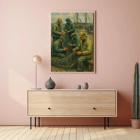 Vintage Fishermen Impressionist Print Cultural or Heritage Poster PosterGoat