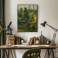 Vintage Fishermen Impressionist Print Cultural or Heritage Poster PosterGoat