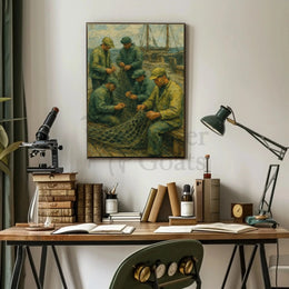 Vintage Fishermen Impressionist Print Cultural or Heritage Poster PosterGoat
