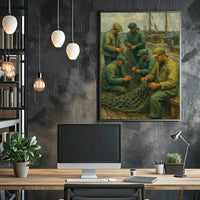 Vintage Fishermen Impressionist Print Cultural or Heritage Poster PosterGoat