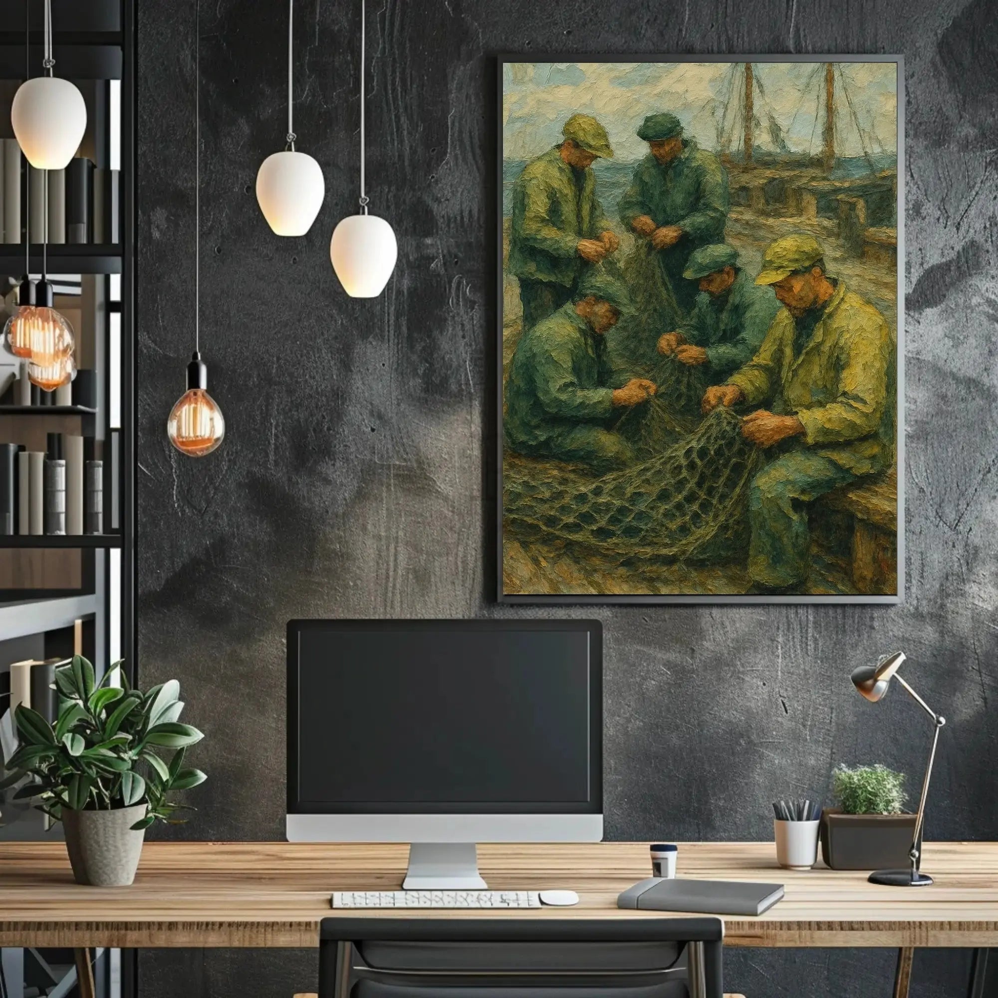 Vintage Fishermen Impressionist Print Cultural or Heritage Poster PosterGoat