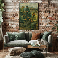 Vintage Fishermen Impressionist Print Cultural or Heritage Poster PosterGoat