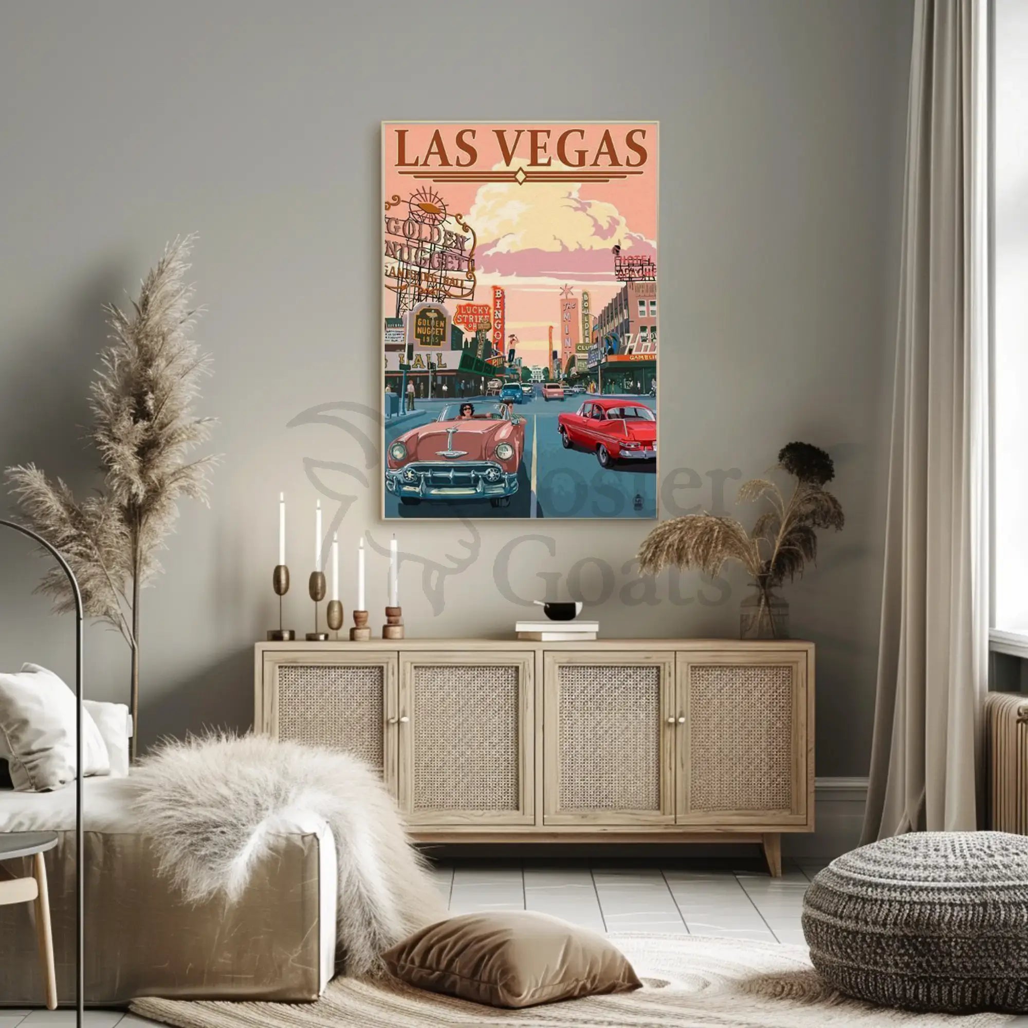 Vintage Glamour Las Vegas Scene Travel Poster PosterGoat