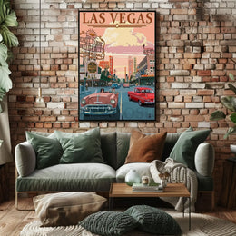 Vintage Glamour Las Vegas Scene Travel Poster PosterGoat