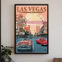 Vintage Glamour Las Vegas Scene Travel Poster PosterGoat