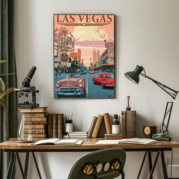 Vintage Glamour Las Vegas Scene Travel Poster PosterGoat