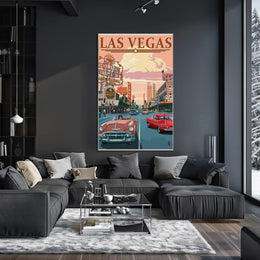 Vintage Glamour Las Vegas Scene Travel Poster PosterGoat