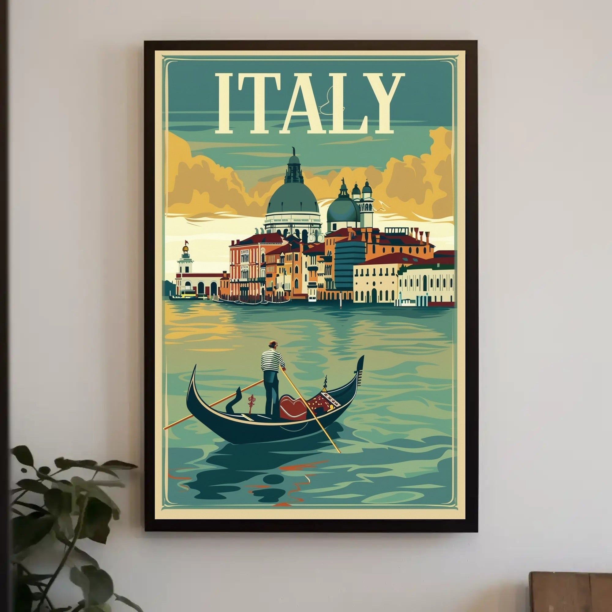 Vintage Gondola Adventure in Italy Travel Poster PosterGoat