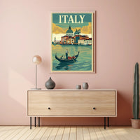 Vintage Gondola Adventure in Italy Travel Poster PosterGoat