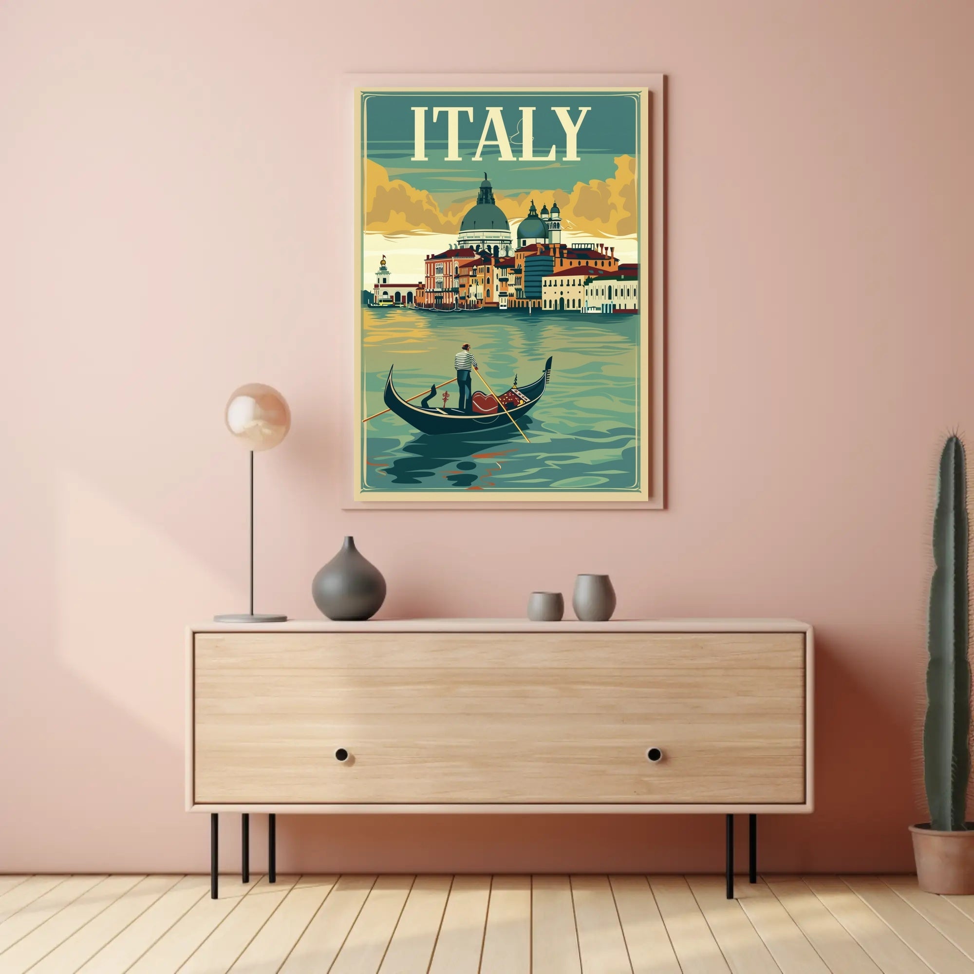 Vintage Gondola Adventure in Italy Travel Poster PosterGoat