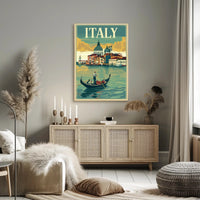 Vintage Gondola Adventure in Italy Travel Poster PosterGoat