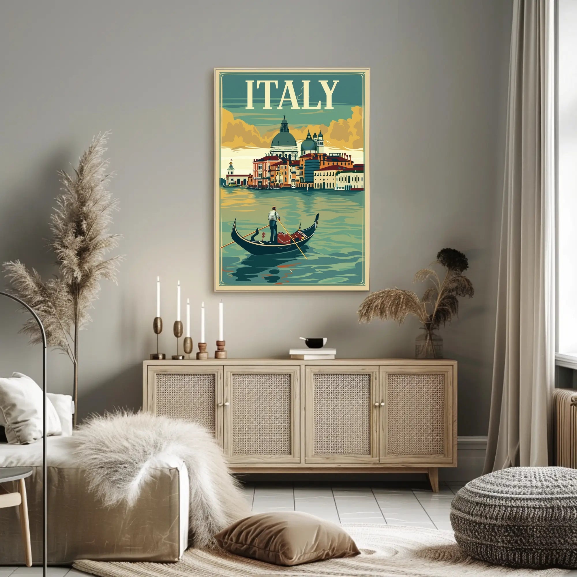 Vintage Gondola Adventure in Italy Travel Poster PosterGoat