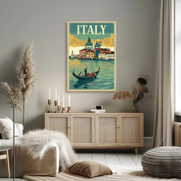 Vintage Gondola Adventure in Italy Travel Poster PosterGoat