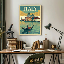 Vintage Gondola Adventure in Italy Travel Poster PosterGoat