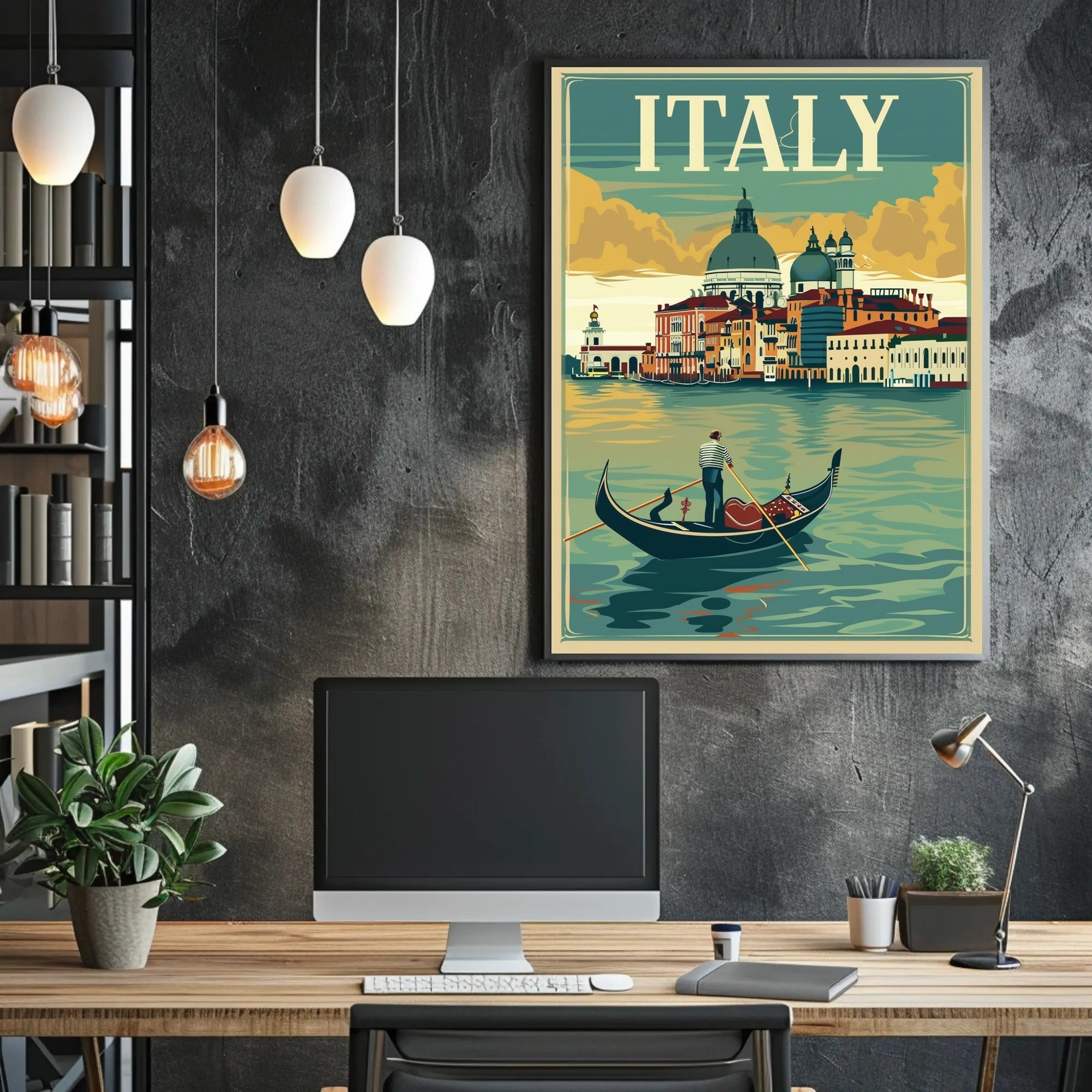 Vintage Gondola Adventure in Italy Travel Poster PosterGoat