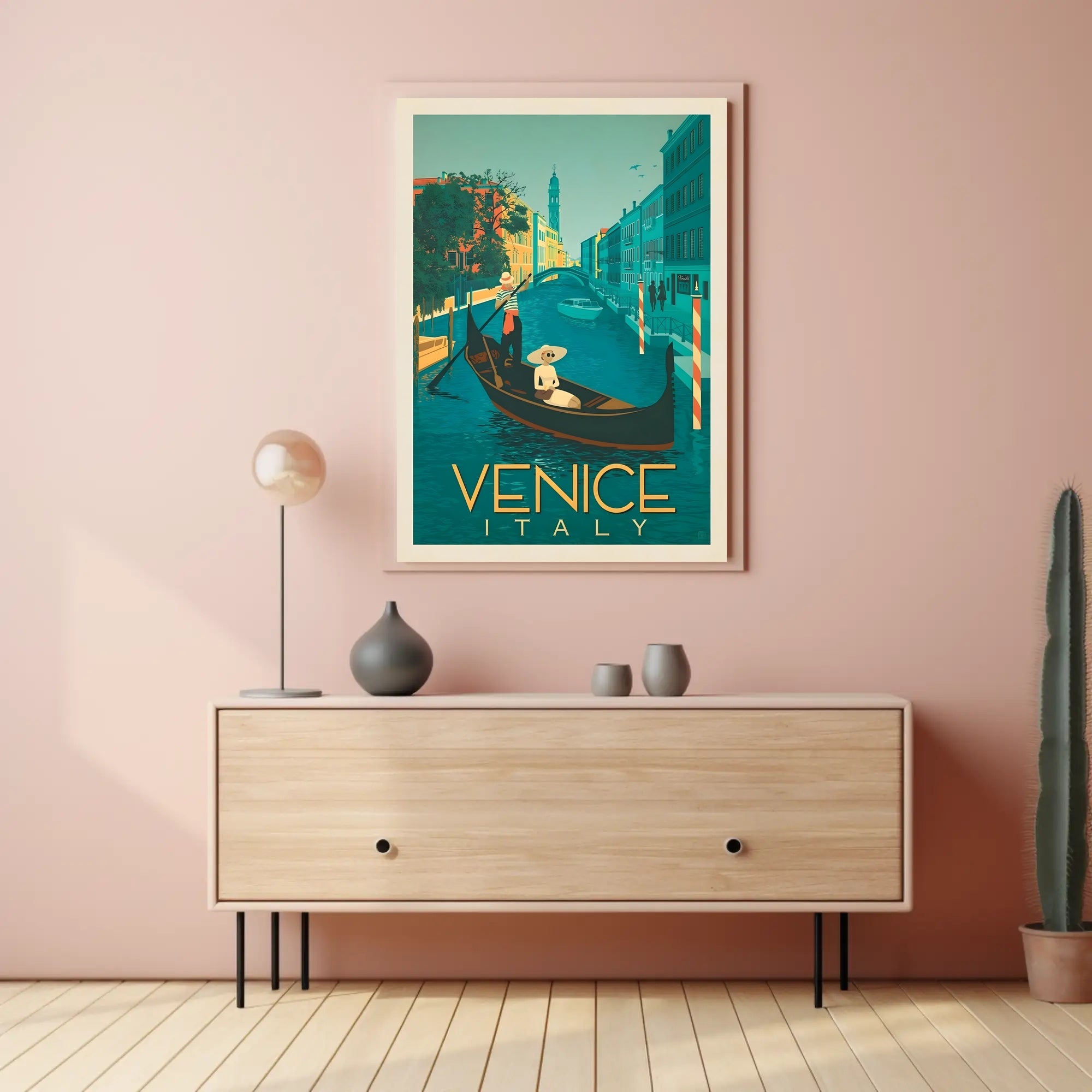 Vintage Gondola Scene in Venice Travel Poster PosterGoat