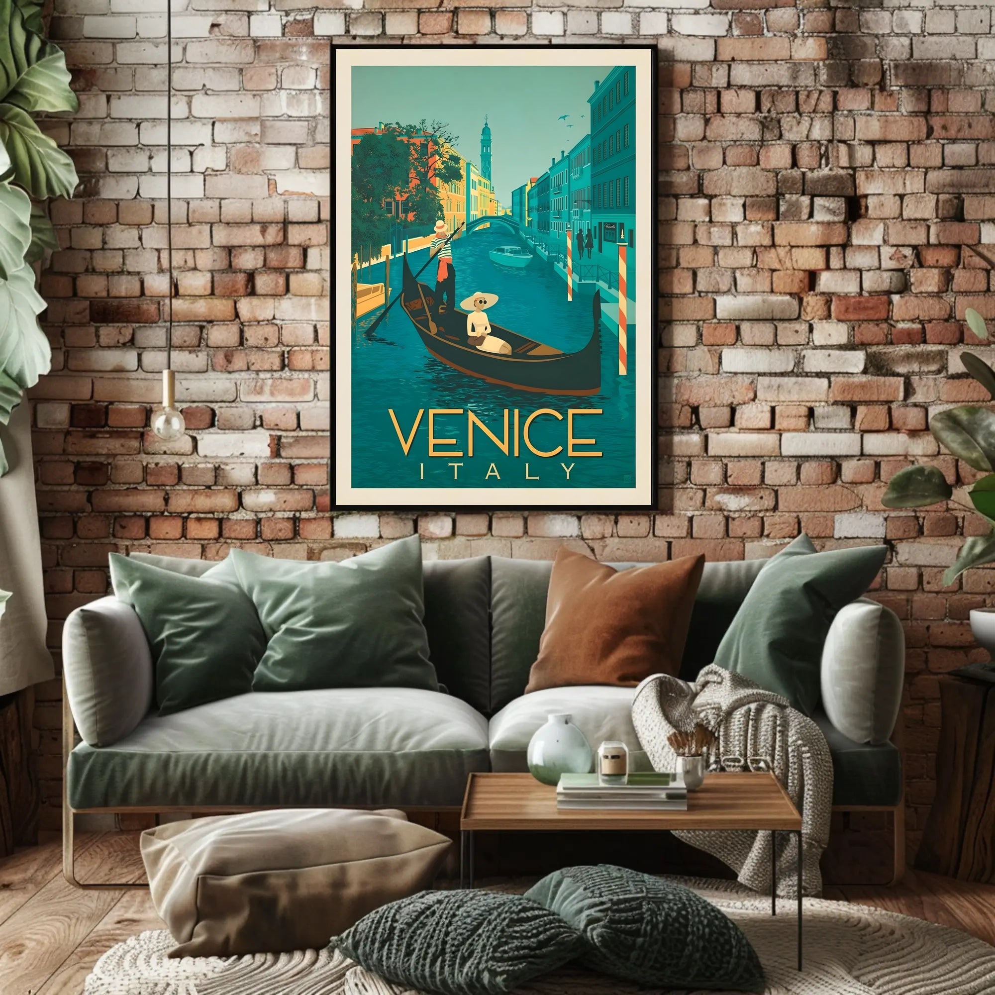 Vintage Gondola Scene in Venice Travel Poster PosterGoat