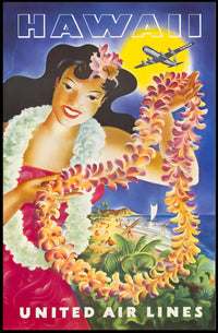 Vintage Hawaii Travel United Air Lines Poster PosterGoat
