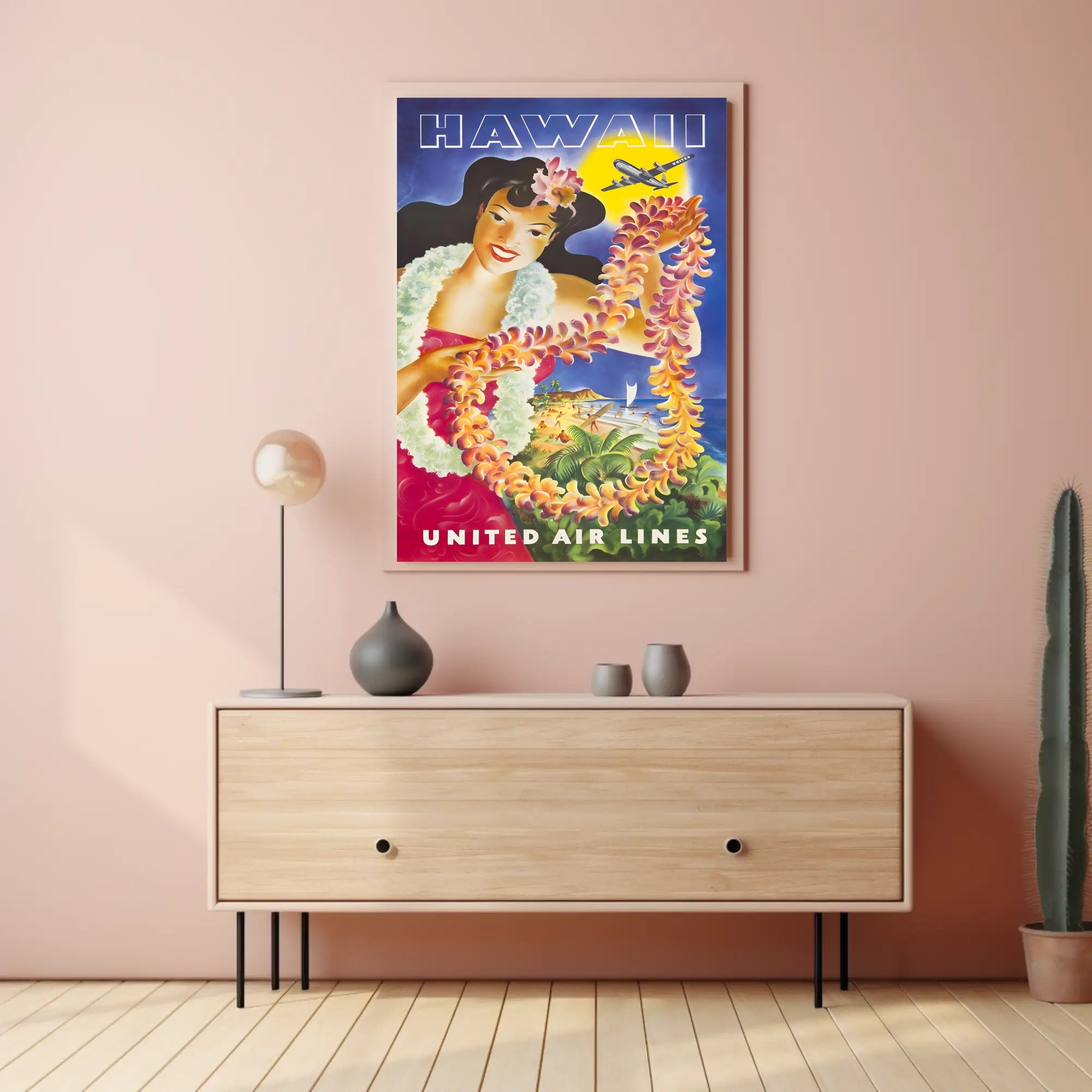 Vintage Hawaii Travel United Air Lines Poster PosterGoat