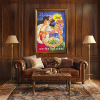 Vintage Hawaii Travel United Air Lines Poster PosterGoat