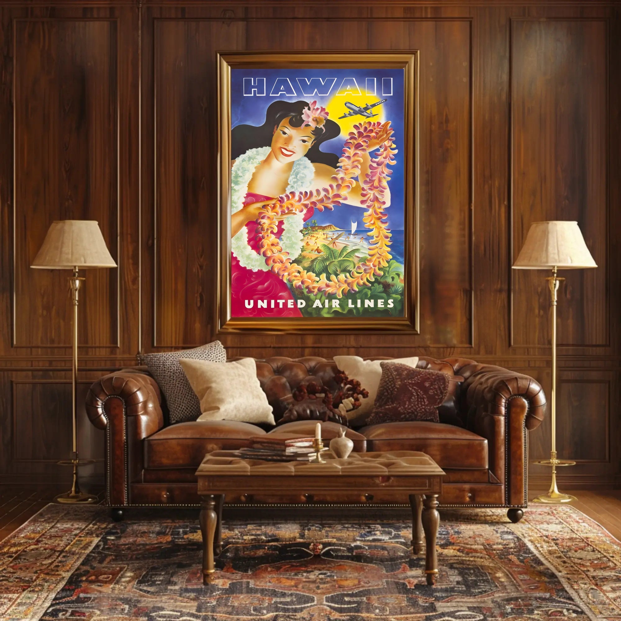 Vintage Hawaii Travel United Air Lines Poster PosterGoat