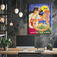 Vintage Hawaii Travel United Air Lines Poster PosterGoat