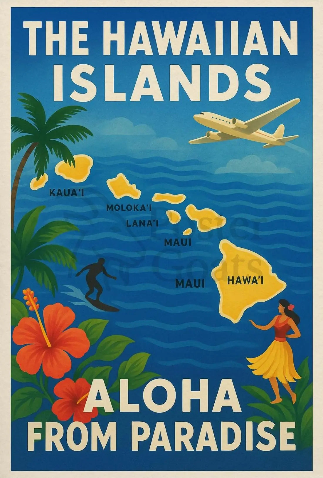 Vintage Hawaiian Paradise Travel Poster PosterGoat