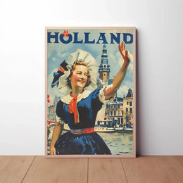 Vintage Holland Travel Poster Celebrates Traditional Dutch Heritage PosterGoat