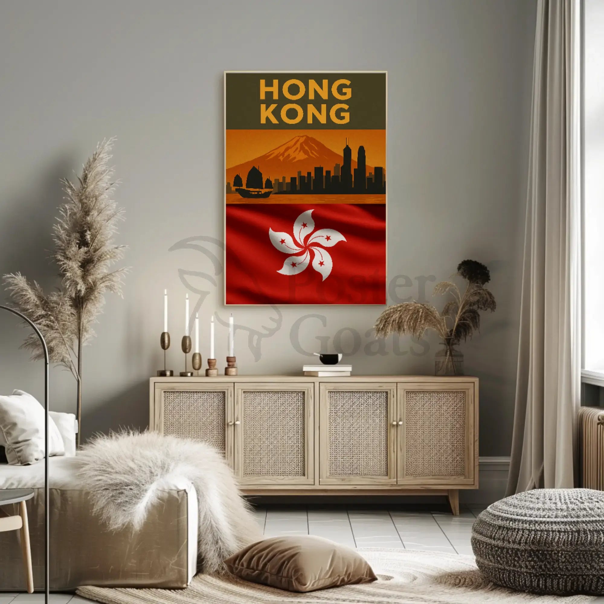 Vintage Hong Kong Skyline Heritage Travel Poster PosterGoat