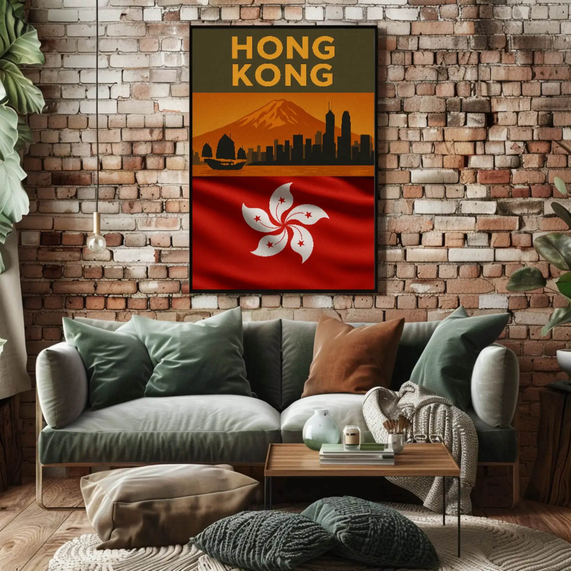 Vintage Hong Kong Skyline Heritage Travel Poster PosterGoat