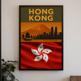 Vintage Hong Kong Skyline Heritage Travel Poster PosterGoat