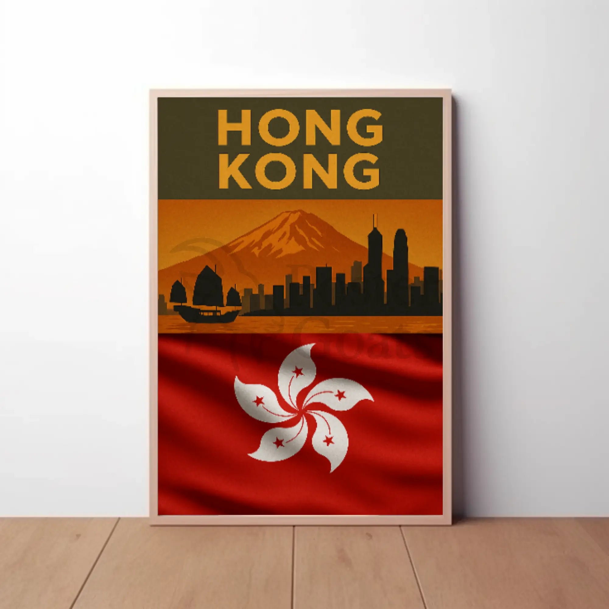 Vintage Hong Kong Skyline Heritage Travel Poster PosterGoat
