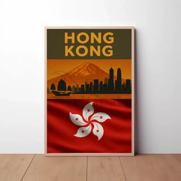 Vintage Hong Kong Skyline Heritage Travel Poster PosterGoat