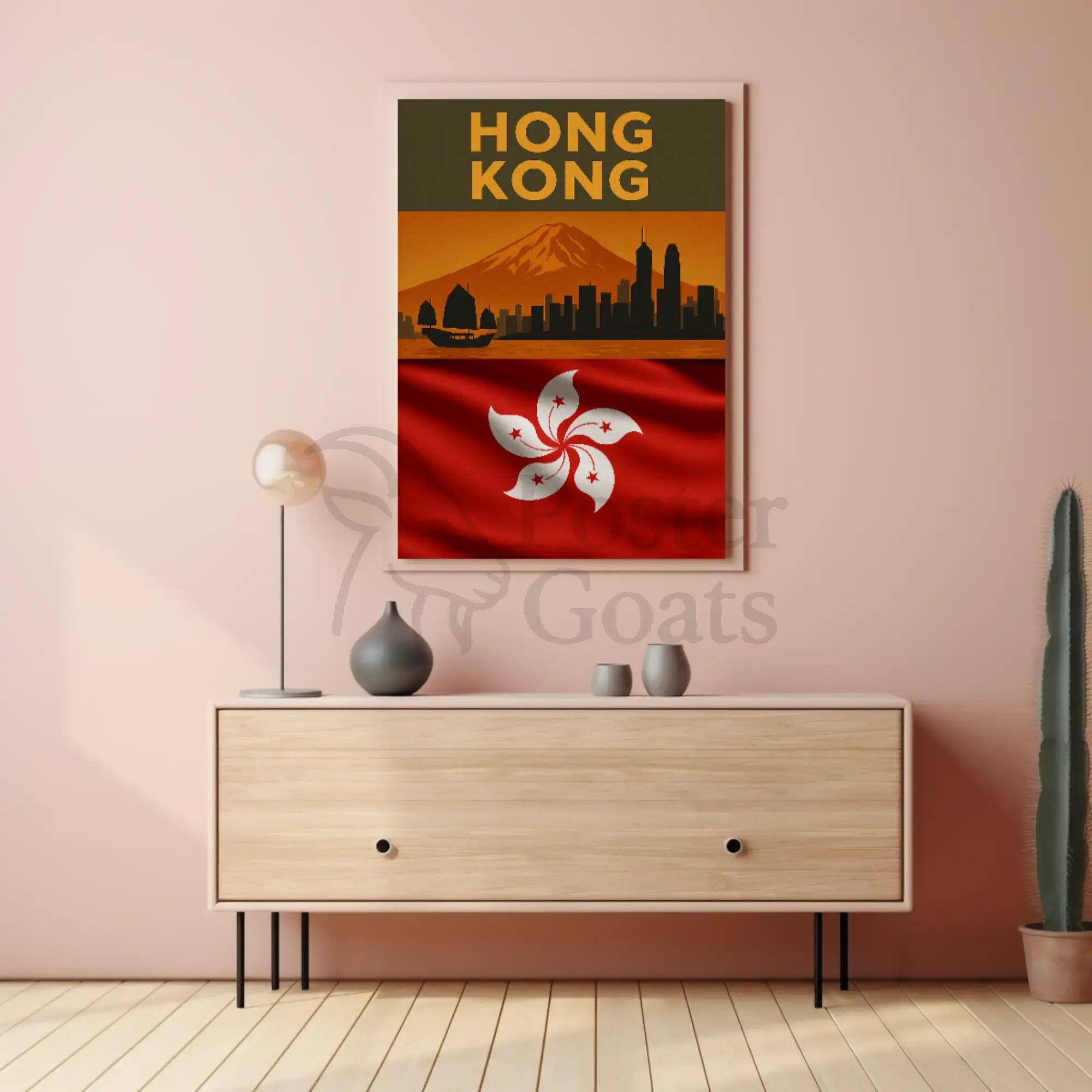 Vintage Hong Kong Skyline Heritage Travel Poster PosterGoat