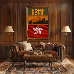 Vintage Hong Kong Skyline Heritage Travel Poster PosterGoat