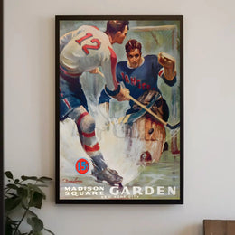 Vintage Ice Hockey Game at Madison Square Garden Sports Poster PosterGoat